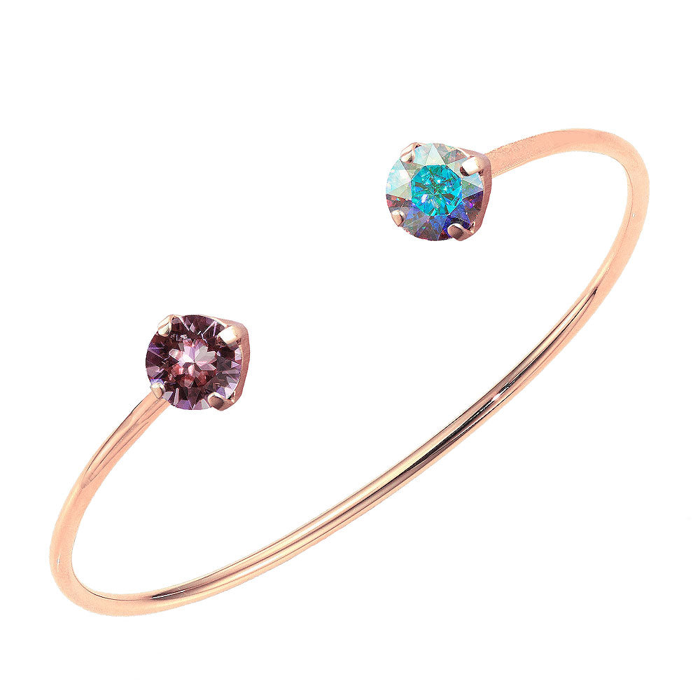 Goldenrose rokassprādze Swarovski ar zaļgani dzeltenu un rozgani violetu kristālu