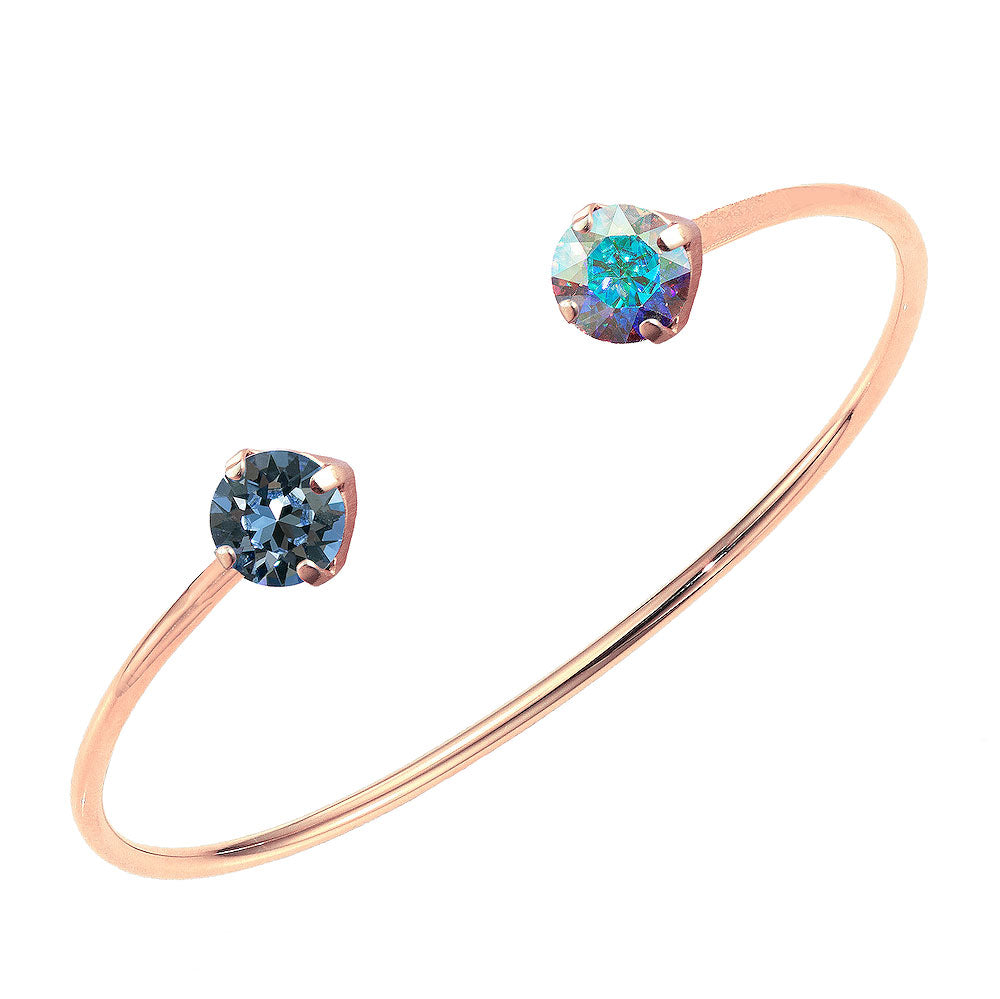 Goldenrose rokassprādze Swarovski ar zaļgani dzeltenu un zilgani pelēku kristālu