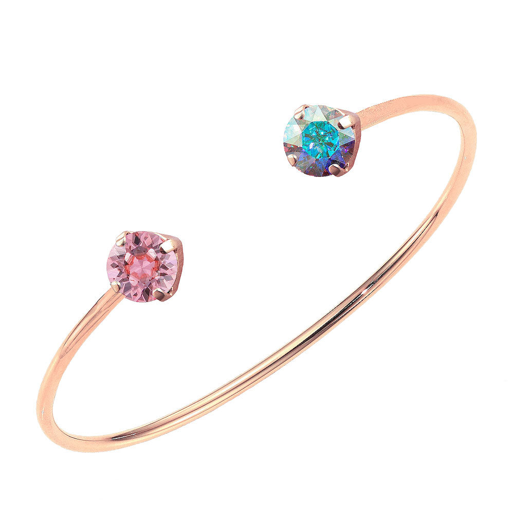 Goldenrose rokassprādze Swarovski ar zaļgani dzeltenu un gaiši rozā kristālu