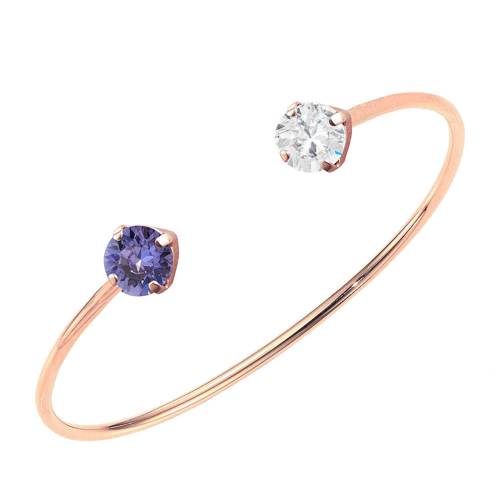 Goldenrose rokassprādze Swarovski ar tanzanita un caurspīdīgu kristālu