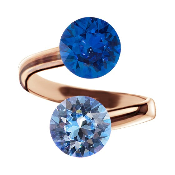 Rosegold gredzens ar safīra un gaišā safīra kristālu