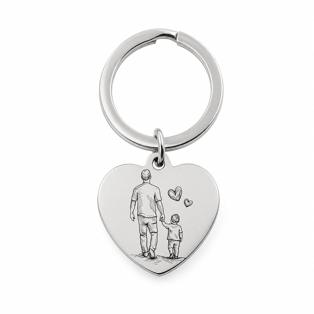 Heart-shaped key chain with image engraving
