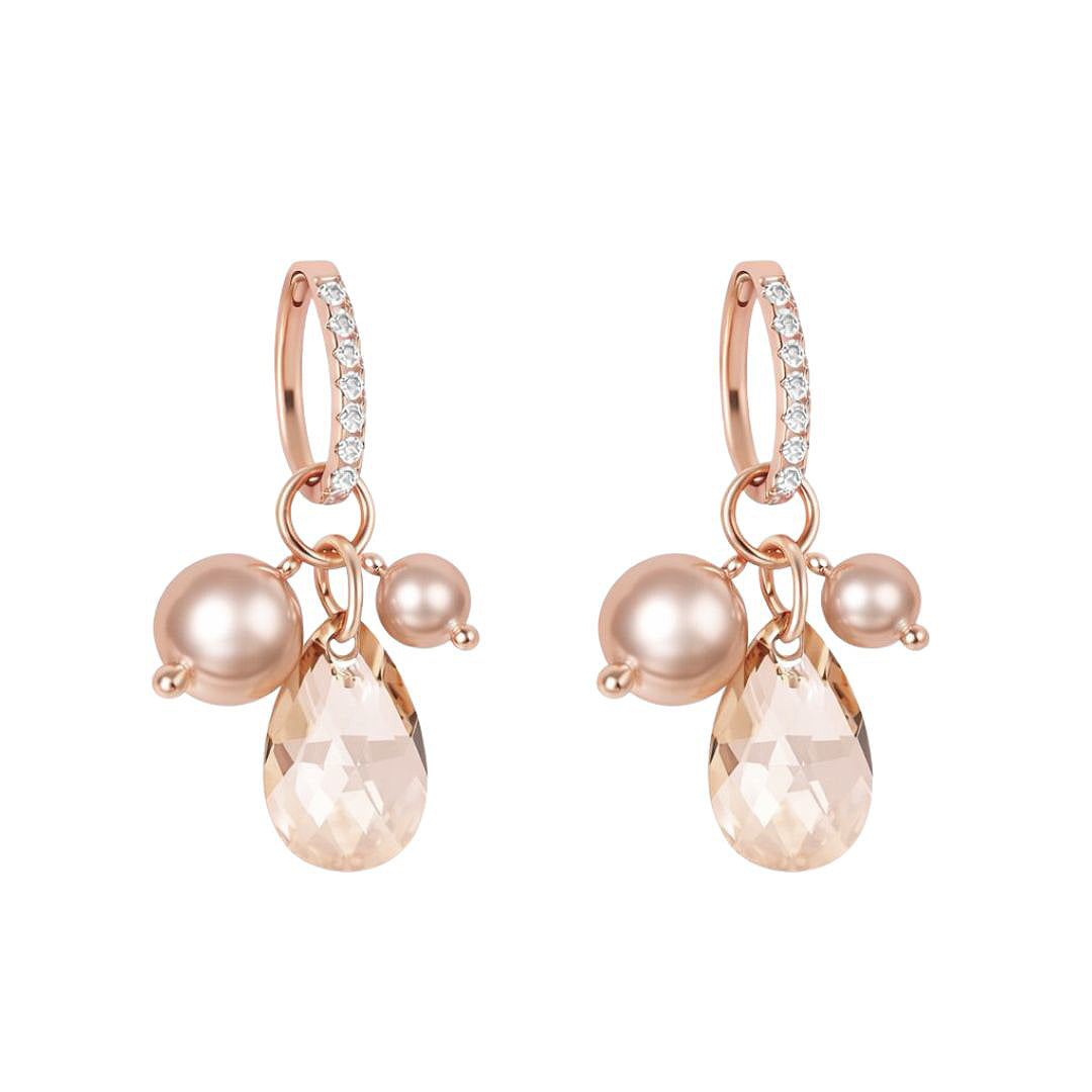 Antialerģiski auskari transformeri ar kristālu kājiņu bēši