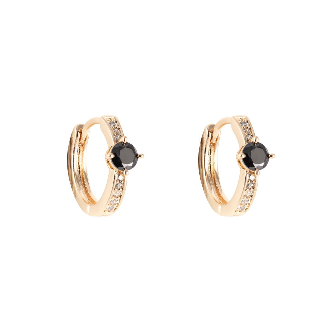 Antialerģiski Riņķīšu auskari ar melniem kristāliem 'BRIE'