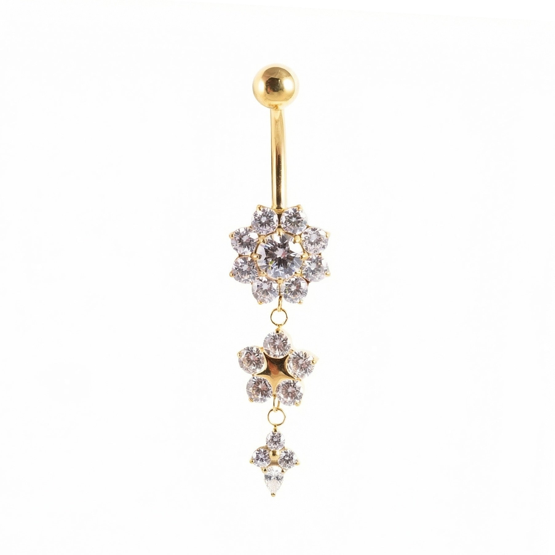 Mirdzošs nabas pīrsings ar kristāliem un drošu skrūvējamu aizdari SANDRA. Antialerģisks, nesūbē, nesatur niķeli