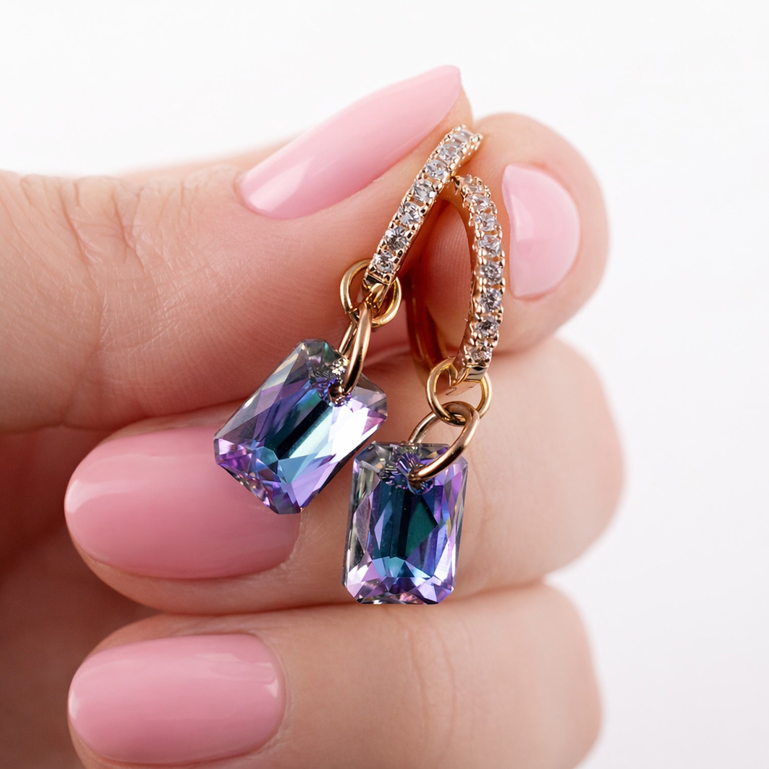 Antialerģiski Taisnstūra auskari transformeri divi vienā