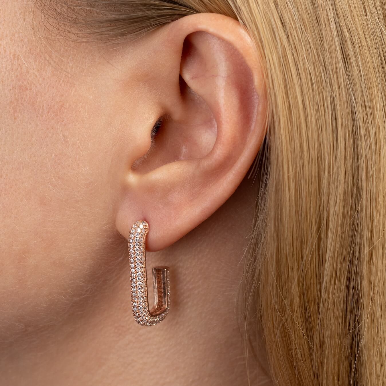 Antialerģiski auskari Ebigeila 925. proves sudrabs rozā zelta apdarē