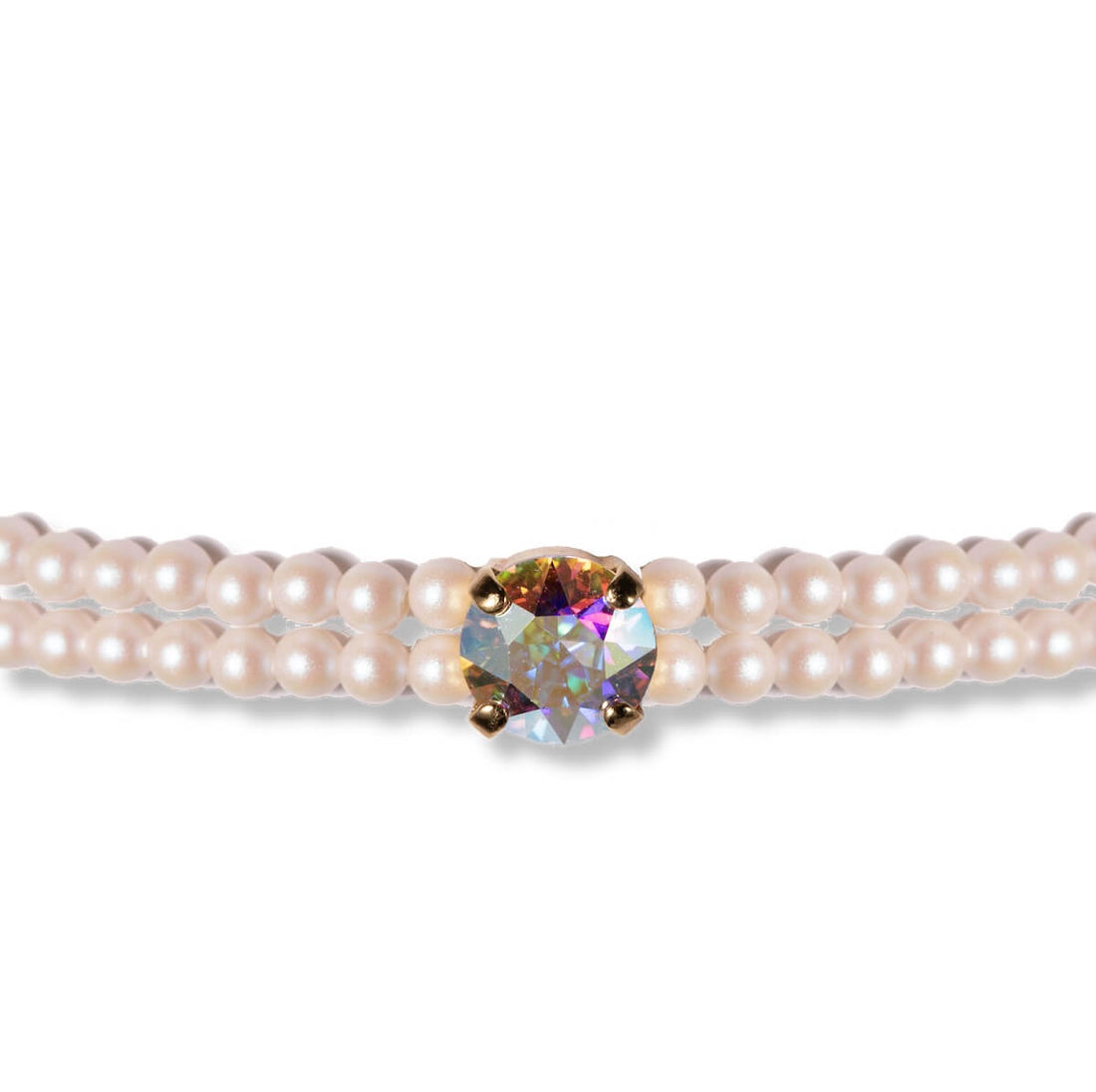 Anklet with crystal and pearls